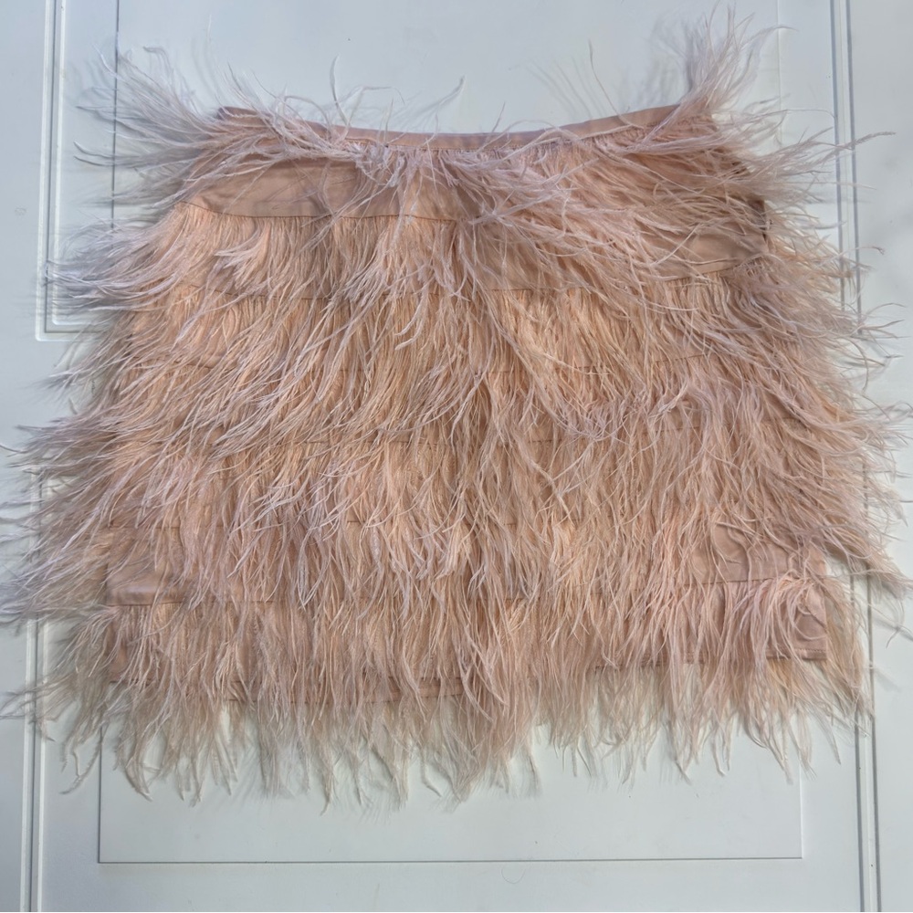 Twinset Milano Women’s Sz S Light Pink Feather Button Up Mini Skirt